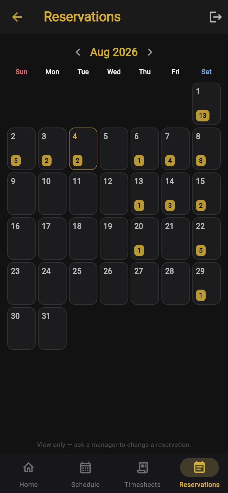 Bookings, view only